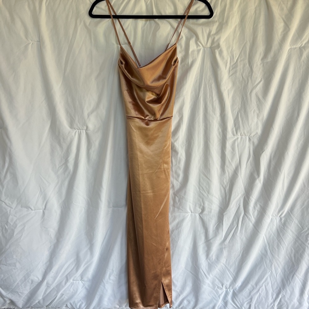 Windsor Lillyanne Formal Satin Modi Dress in Bronze